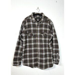 Vintage Field &‎ Stream Men's Brown Plaid Thick Flannel Shirt LT Large Tall